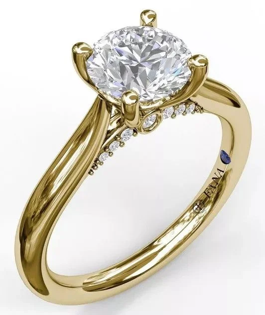 luxury engagement rings for men-Round Cut Solitaire With Decorated Bridge