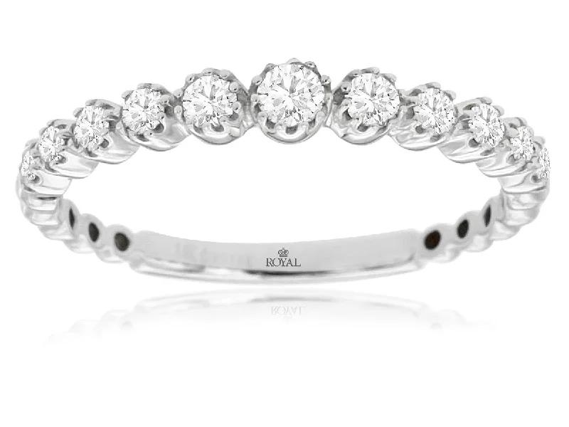 wedding rings with large diamonds-Round Graduating Diamond Bubble Wedding Band in 14k White Gold, 0.33cttw