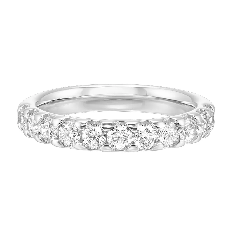 fashion rings with gemstones-Round Lab-Created Diamond Ten Stone Anniversary Ring Band in White Gold, 1.25 cttw