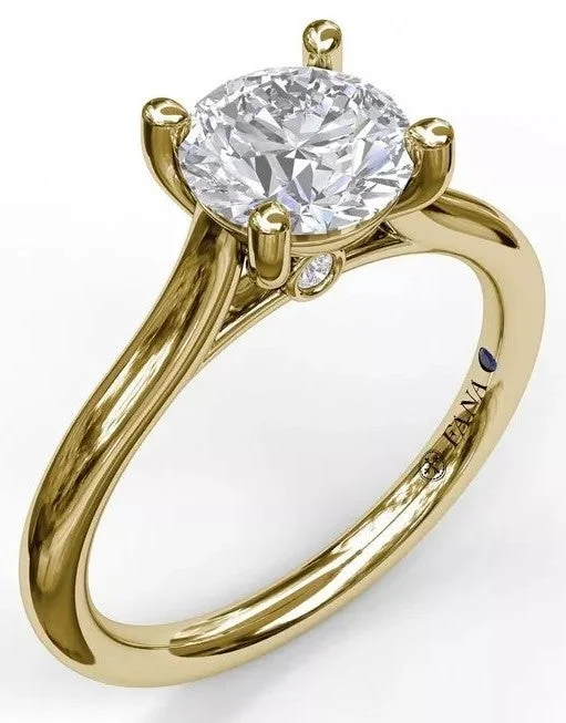 men’s custom promise rings-Round Solitaire with Cathedral Band