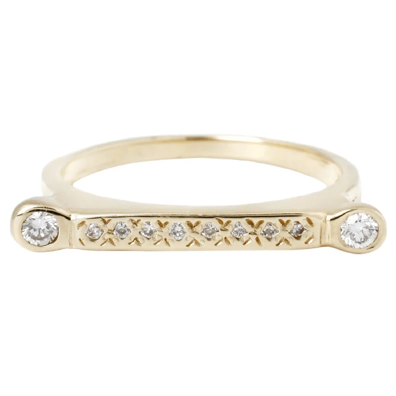 men’s engagement rings with diamonds-Pavé Diamond Bar Stack Ring