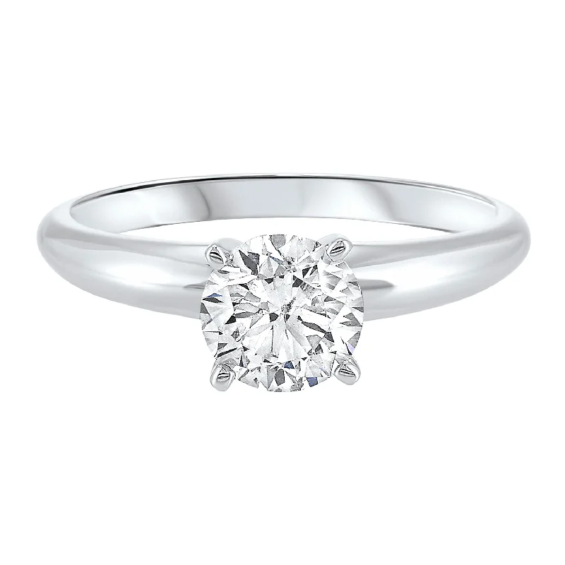 wedding rings with colored diamonds-Solitaire Engagement Ring with Round Lab Created Diamond- 1.50 ct.