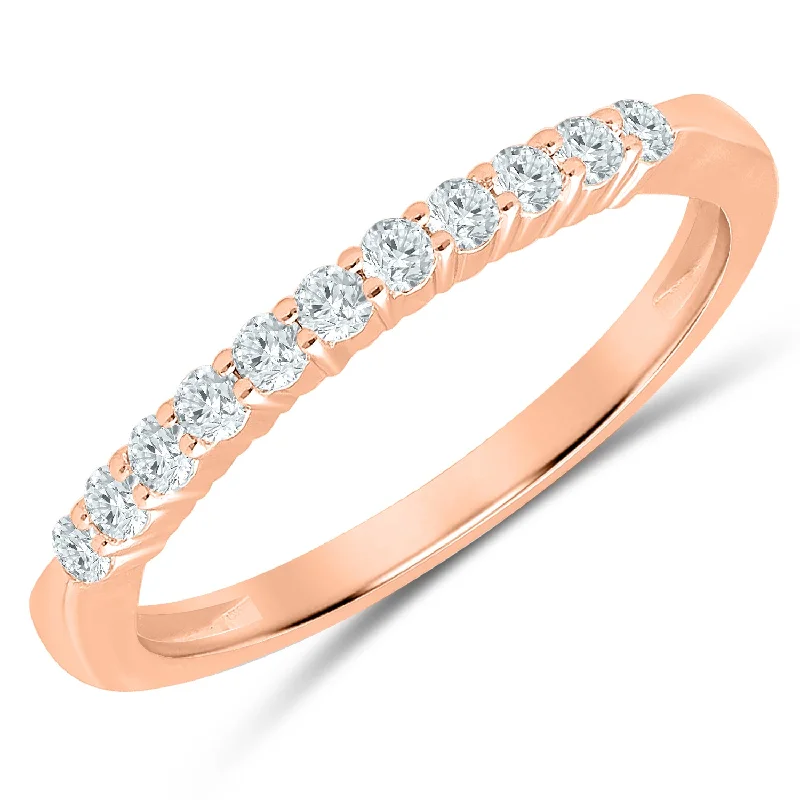 engagement rings for women under 500-Sophisticated Prong Set Diamond Anniversary Band Set in Rose Gold, 0.25cttw