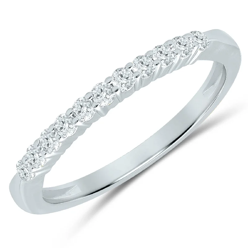 unique diamond rings for women-Sophisticated Prong Set Diamond Anniversary Band Set in White Gold, 0.25cttw