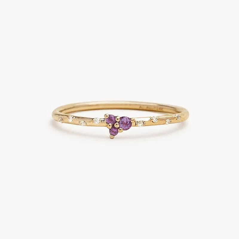 large statement rings for men-Starry Amethyst Trio Ring