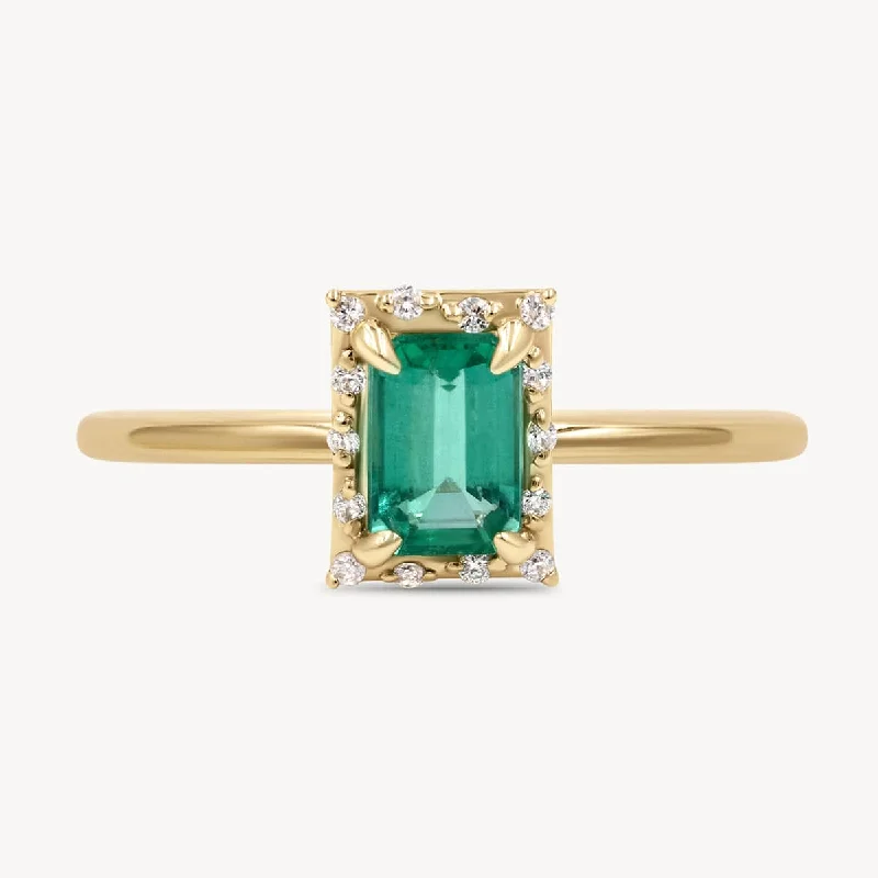 fashion engagement rings for women-Starry Frame Emerald Ring