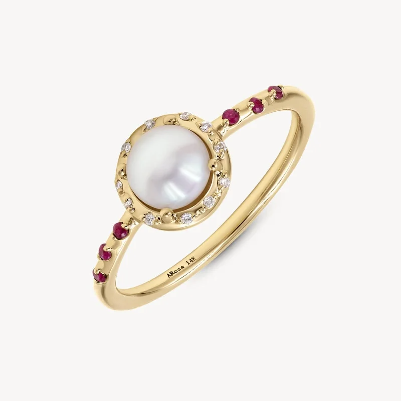 gold engagement rings with gemstones-Starry Pearlescent Ring