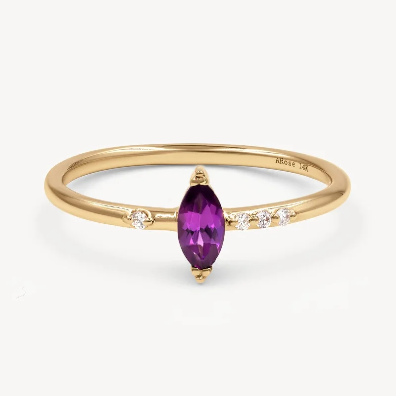 gold engagement rings with gemstones-Sugarplum Marquise Ring