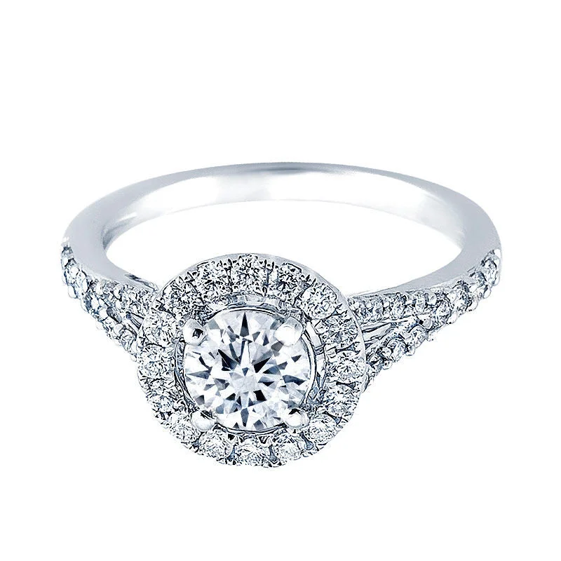 affordable custom wedding bands-Suri Round Halo Ready for Love Diamond Engagement Ring