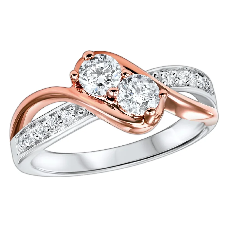 black rings for men-Twogether White and Rose Gold Diamond Ring- 1/2 ctw.