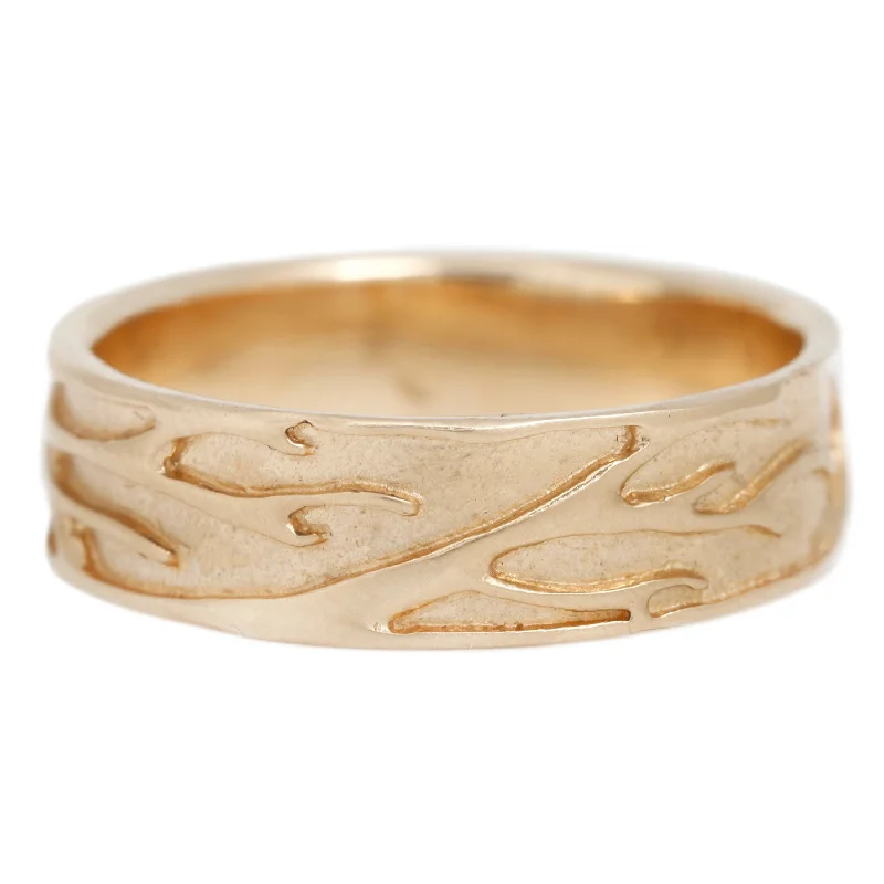 unique stackable rings-Yellow Gold Birch Branch Band