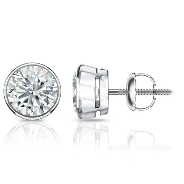 unique teardrop earrings for elegant occasions -Auriya 1 1/4ctw Round Diamond Stud Earrings Bezel-set Platinum - GIA Certified