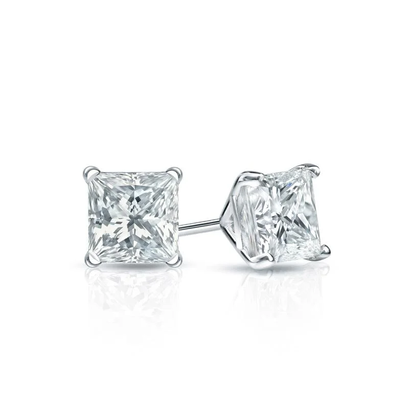 oversized crystal studs for glamorous nights -Auriya 14-karat Gold Lab Grown 0.40 carat TDW Princess Diamond Stud Earrings 4-Prong Martini Push-back