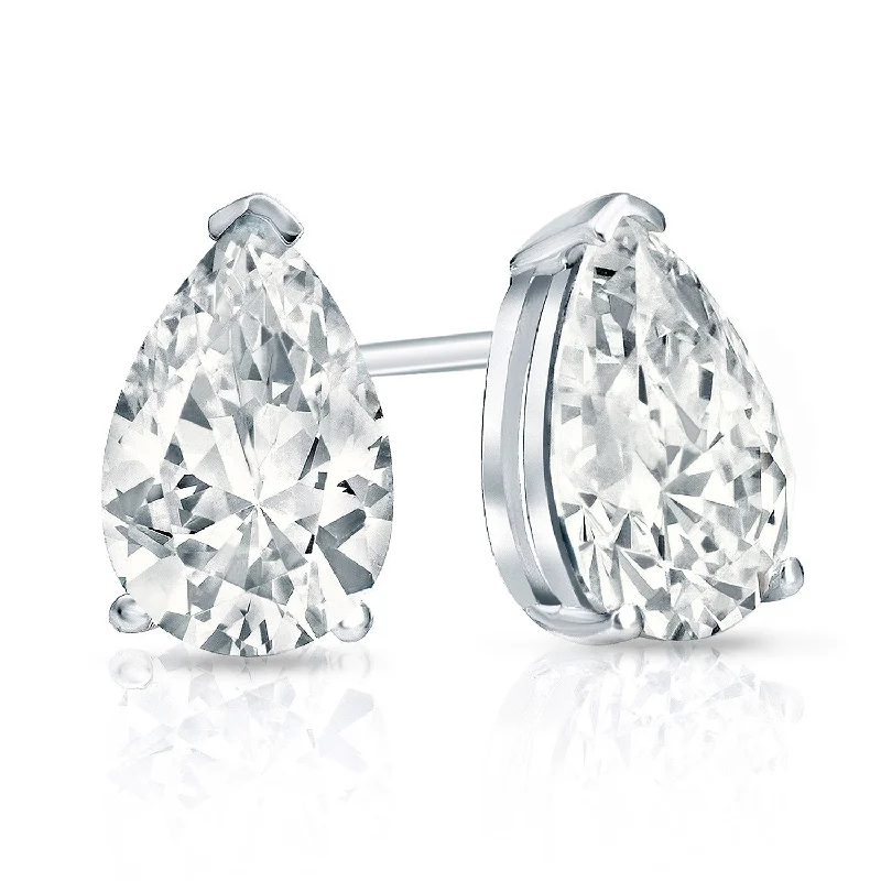 sparkly silver earrings for everyday elegance -Auriya 14-karat Gold Lab Grown 4.00 carat TDW Pear Diamond Stud Earrings V-End Prong Push-back