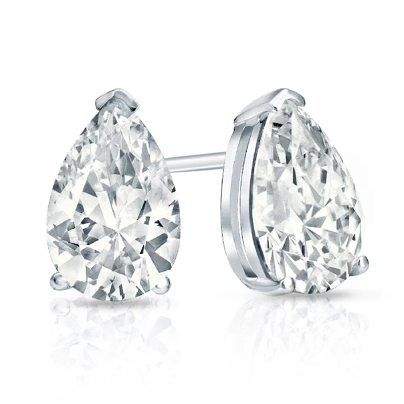 luxurious silver earrings for special occasions -Auriya 14-karat Gold Lab Grown 6.00 carat TDW Pear Diamond Stud Earrings V-End Prong Push-back