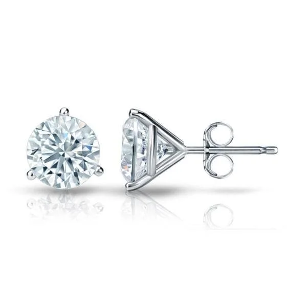 vintage-inspired drop earrings for retro style -Auriya 14k Gold Certified 4.20 carat TDW 3-Prong Martini Round Diamond Stud Earrings