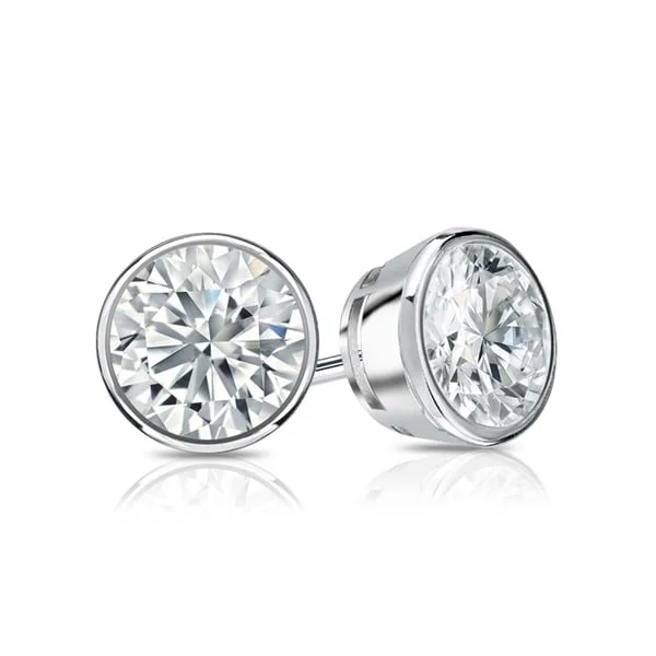 luxury crystal earrings for special occasions -Auriya 14k Gold GIA Certified 1.50 carat TDW Bezel Set Round Diamond Stud Earrings