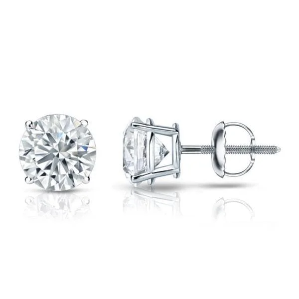 silver hoops with diamonds for sophisticated style -Auriya 14k Gold GIA Certified 4.50 ct. TDW Round Diamond Stud Earrings