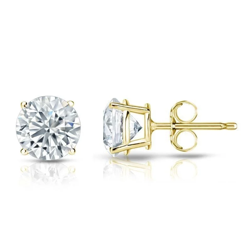 elegant drop earrings for special events -Auriya 18k Gold Certified 1 carat TW Round Diamond Stud Earrings