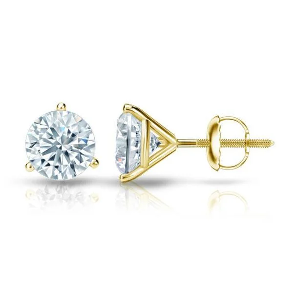 sophisticated drop earrings for weddings -Auriya 18k Gold Certified 3.00 carat TDW 3-Prong Martini Round Diamond Stud Earrings