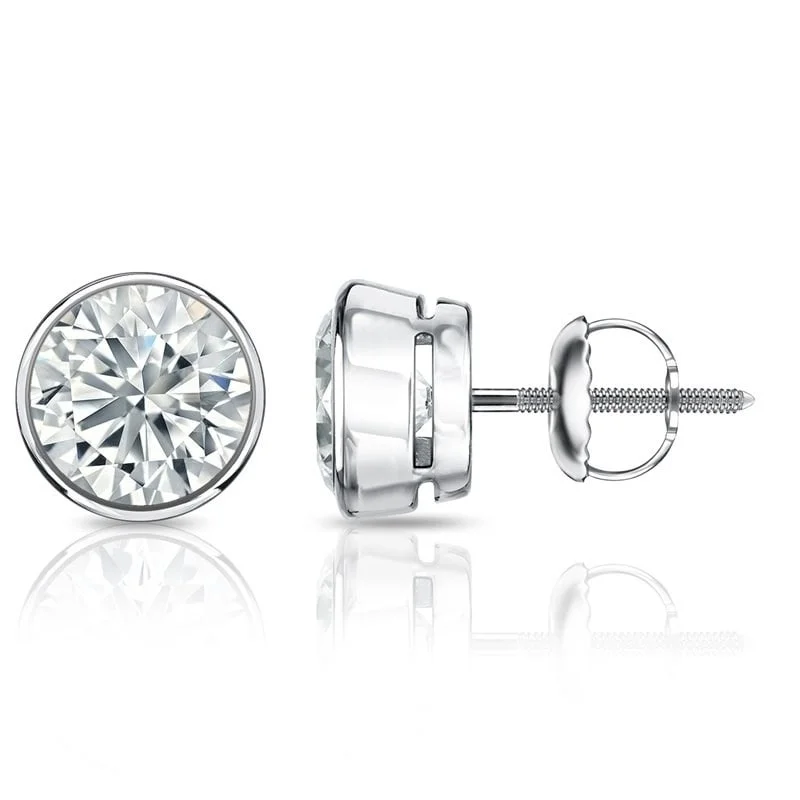 sparkling ear studs for a classic touch -Auriya 2ctw Round Diamond Stud Earrings Bezel-set 18k Gold - Certified