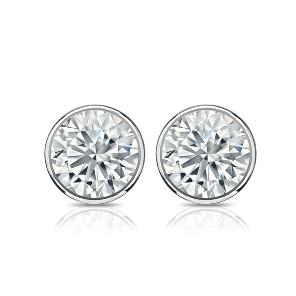 trendy dangle earrings for fashion-forward looks -Auriya 3 1/2ctw Round Diamond Stud Earrings Bezel-set 18k Gold - GIA Certified