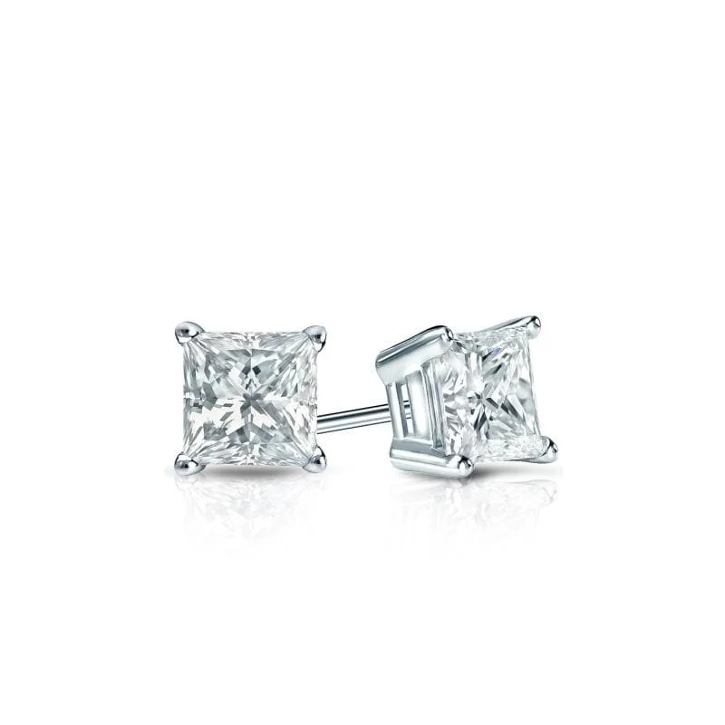 sleek bar earrings for minimalist style -Auriya Plat Gold Lab Grown 0.30 carat TDW Princess Diamond Stud Earrings 4-Prong Basket Screw-back