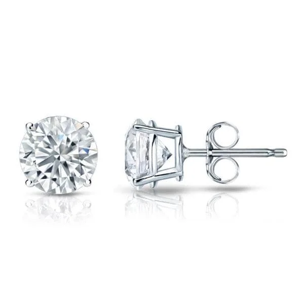 classic gold stud earrings for elegance -Auriya Platinum Certified 4 carat TDW Round Diamond Stud Earrings