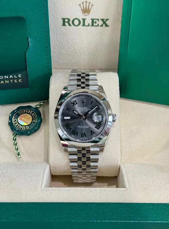 men’s watches with leather and rubber straps -2024 Rolex Datejust 41 Wimbledon 126300