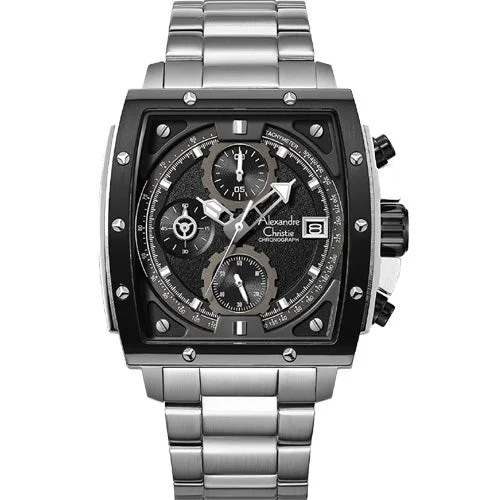 sleek and stylish watches for modern men -Alexandre Christie Black Dial Men 44mm 6376MCBTBBA