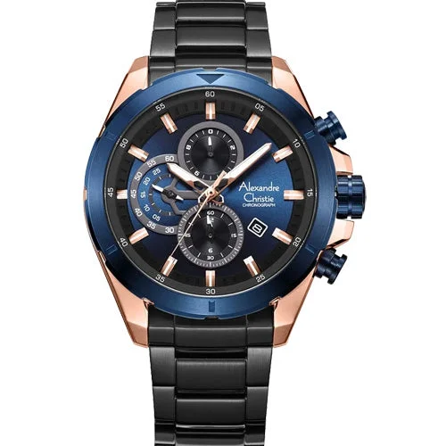 casual watches for men with simple dial -Alexandre Christie Blue Dial Men 45mm 6508MCBBRBUBU