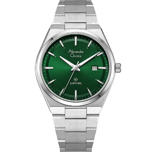 minimalist watches with clean and simple dials -Alexandre Christie Green Dial Men 39mm 8697MDBSSGN