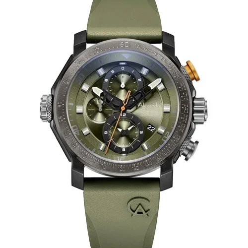 digital watches for athletes with lap timer -Alexandre Christie Green Dial Men 45mm 6565MCREPGN