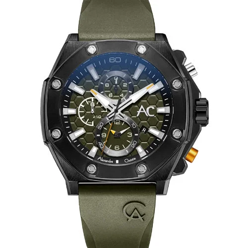 best watches for hiking with durable design -Alexandre Christie Green Dial Men 47mm 9601MCRIPGN