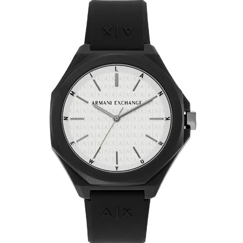 classic silver watches for men with leather band -Armani Exchange Andrea White Dial Men 40mm AX4600