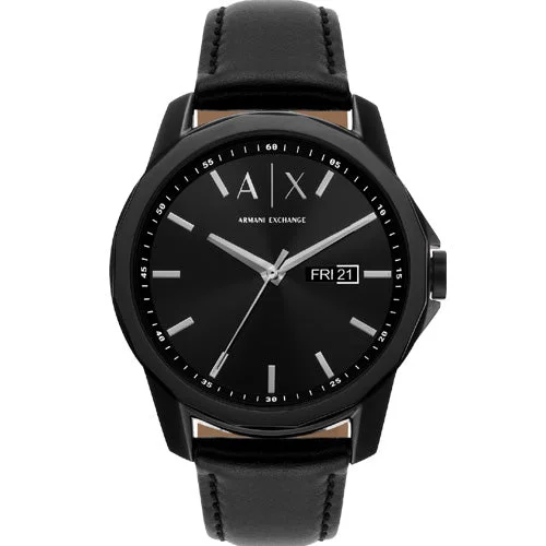 digital watches with multiple time zones -Armani Exchange Banks Black Dial Men 44mm AX7147SET