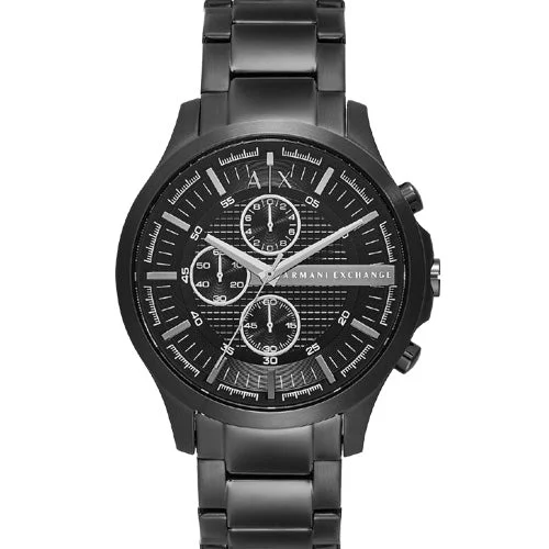 waterproof watches with GPS for outdoor use -Armani Exchange Hampton Black Dial Men 46mm