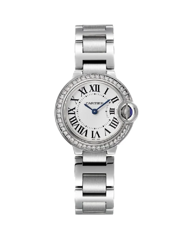 women’s watches with delicate floral design -Ballon Bleu de Cartier watch, 28 mm,Stainless Steel