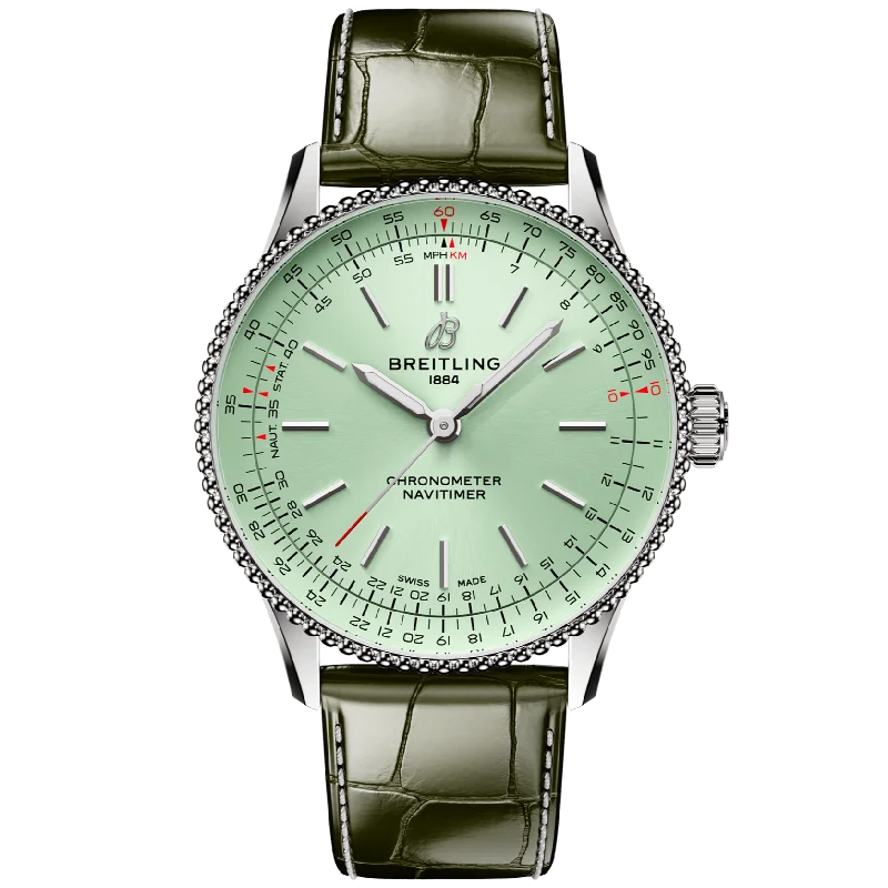 solar-powered watches with sleek design -Breitling Navitimer Automatic 36 Mint Green Dial Unisex 36mm