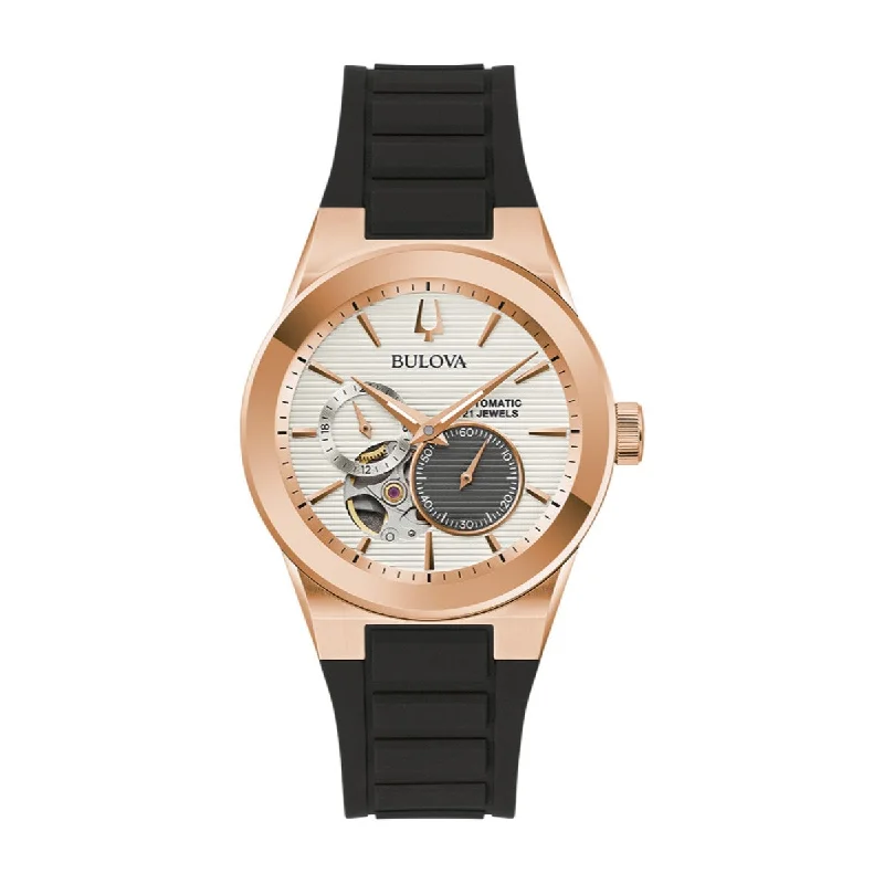 leather strap watches with modern appeal -Bulova Latin GRAMMY® 38MM Automatic Watch. 97A186