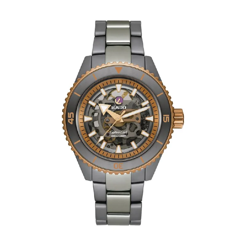 sporty watches for active women -Captain Cook High-Tech Ceramic Skeleton Two-Tone