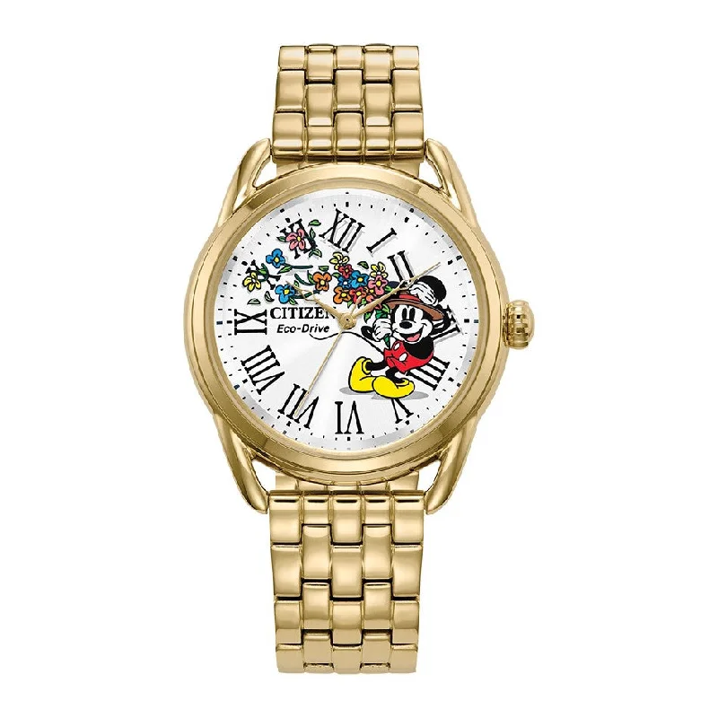 smartwatch with health monitoring and ECG -Citizen Disney Mickey Windswept Watch. FE7093-57W