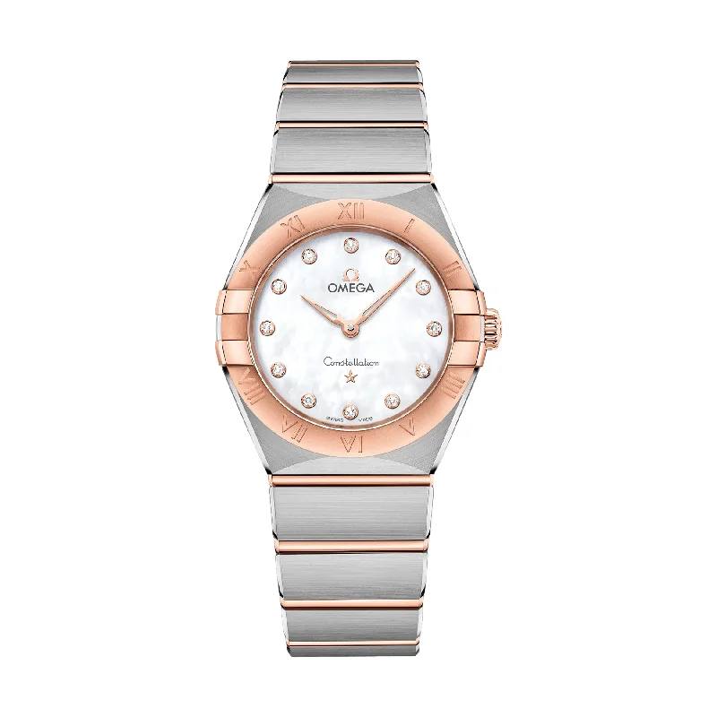 quartz watches with stainless steel band for men -Constellation Quartz Steel - Sedna Gold 28 mm - Mother of Pearl