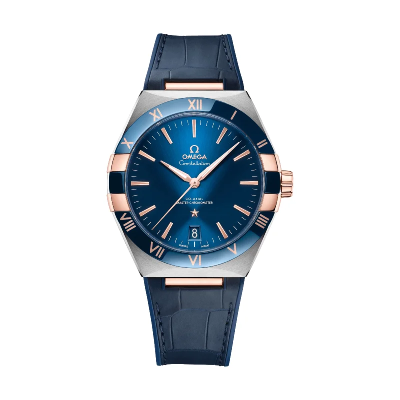 elegant women’s watches with slim metal strap -Constellation Co-Axial Master Chronometer Steel and Sedna Gold 41 mm - Blue