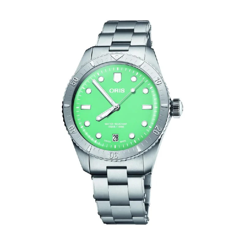 watches with elegant design for formal wear -Divers Sixty-Five 'Cotton Candy' Steel Green