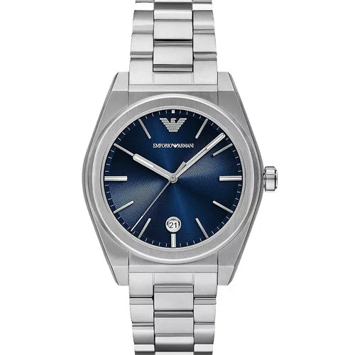 leather strap watches with modern appeal -Emporio Armani Federico Blue Dial Men 41mm AR11620