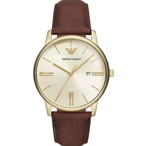 fashion watches for men with sporty look -Emporio Armani Minimalist Beige Dial Men 42mm AR11610