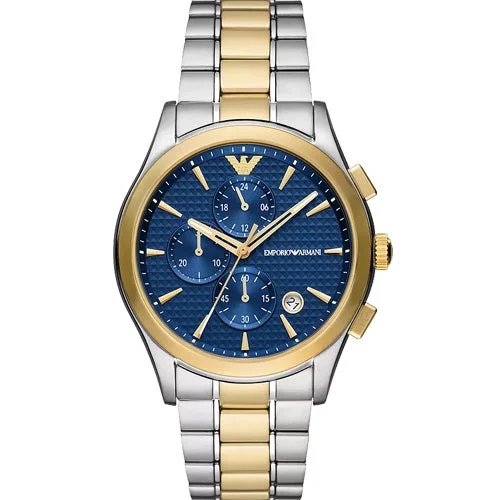 luxury watches with gold plating for men -Emporio Armani Paolo Blue Dial Men 42mm AR11579