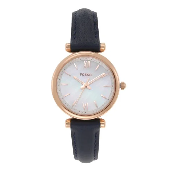 gold-plated watches for men -Fossil Women's Carlie Mini Leather Watch ES4502