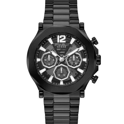 smartwatches with fitness and health apps -Guess Edge Black Dial Men 46mm GW0539G3